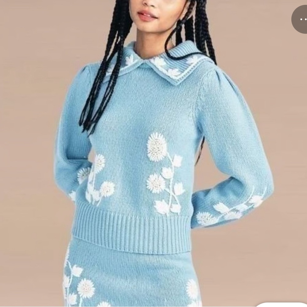 Loveshackfancy Union Collared Pullover Cornflower… - image 3